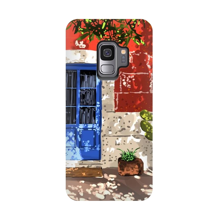 Galaxy S9 StrongFit Intentful Living | Summer Architecture Travel Positivity | Optimism Good Vibes Bohemian House Door by Uma Prabhakar Gokhale