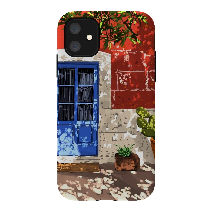 iPhone 11 StrongFit Intentful Living | Summer Architecture Travel Positivity | Optimism Good Vibes Bohemian House Door by Uma Prabhakar Gokhale