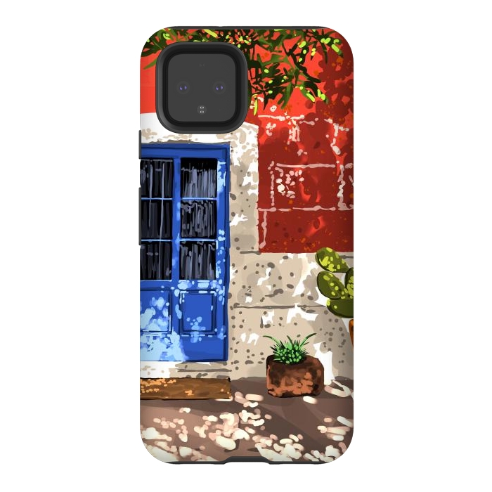 Pixel 4 StrongFit Intentful Living | Summer Architecture Travel Positivity | Optimism Good Vibes Bohemian House Door by Uma Prabhakar Gokhale