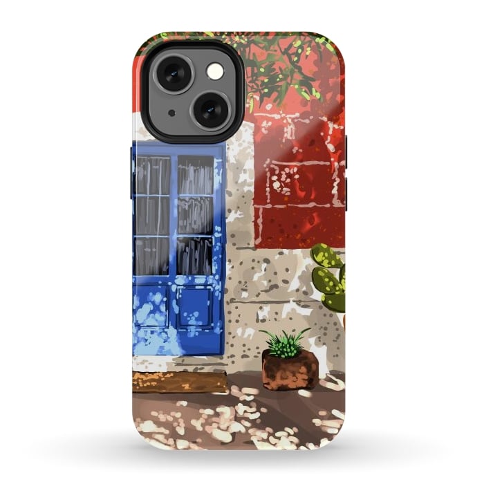 iPhone 13 mini StrongFit Intentful Living | Summer Architecture Travel Positivity | Optimism Good Vibes Bohemian House Door by Uma Prabhakar Gokhale