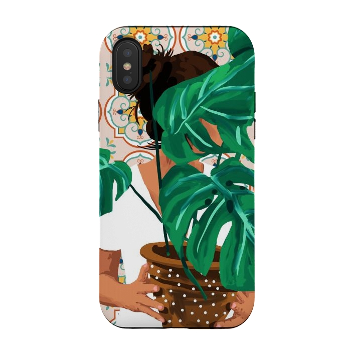 iPhone Xs / X StrongFit Plant Lady & The Urban Junglow | Blush Botanical Home Décor | House Plants Bohemian Woman Bedroom by Uma Prabhakar Gokhale