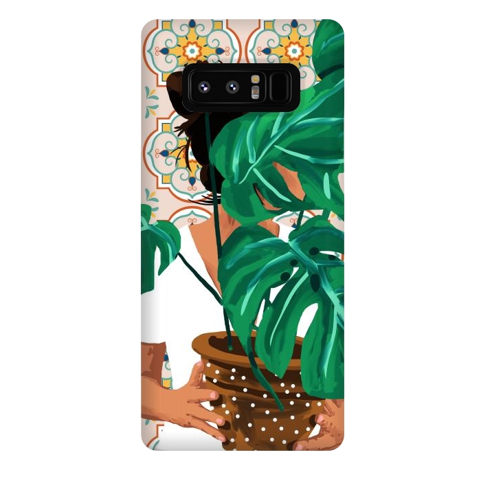 Galaxy Note 8 StrongFit Plant Lady & The Urban Junglow | Blush Botanical Home Décor | House Plants Bohemian Woman Bedroom by Uma Prabhakar Gokhale
