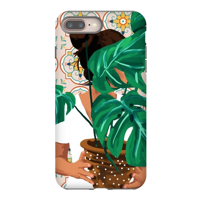 iPhone 8 plus StrongFit Plant Lady & The Urban Junglow | Blush Botanical Home Décor | House Plants Bohemian Woman Bedroom by Uma Prabhakar Gokhale