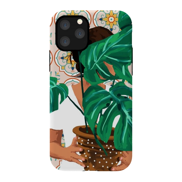 iPhone 11 Pro StrongFit Plant Lady & The Urban Junglow | Blush Botanical Home Décor | House Plants Bohemian Woman Bedroom by Uma Prabhakar Gokhale