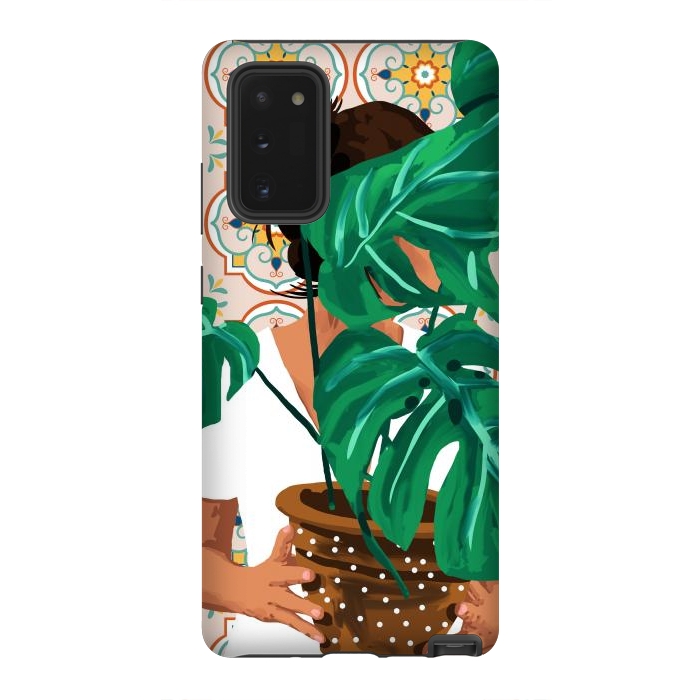 Galaxy Note 20 StrongFit Plant Lady & The Urban Junglow | Blush Botanical Home Décor | House Plants Bohemian Woman Bedroom by Uma Prabhakar Gokhale