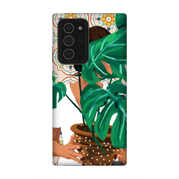 Galaxy Note 20 Ultra StrongFit Plant Lady & The Urban Junglow | Blush Botanical Home Décor | House Plants Bohemian Woman Bedroom by Uma Prabhakar Gokhale