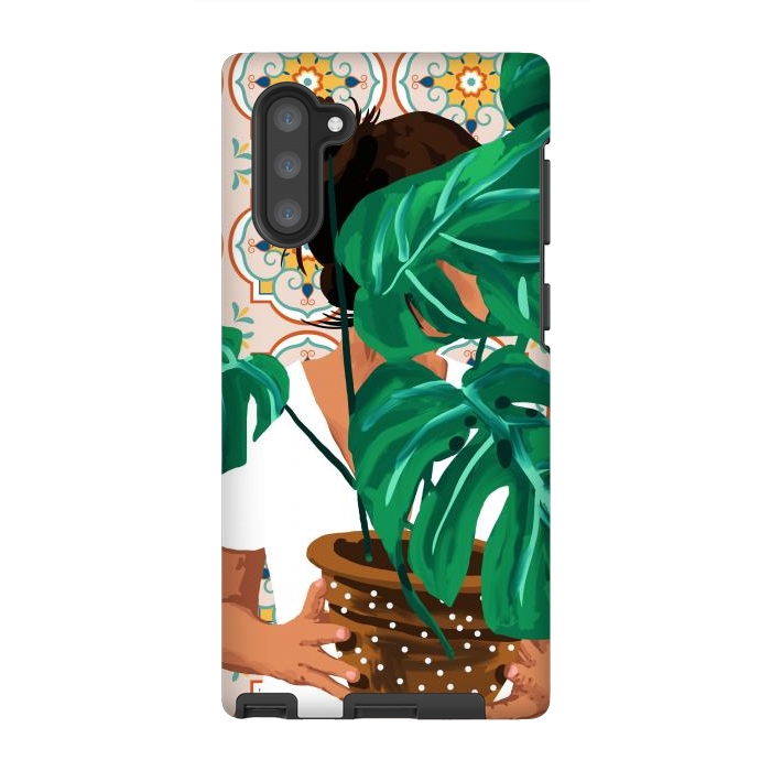 Galaxy Note 10 StrongFit Plant Lady & The Urban Junglow | Blush Botanical Home Décor | House Plants Bohemian Woman Bedroom by Uma Prabhakar Gokhale