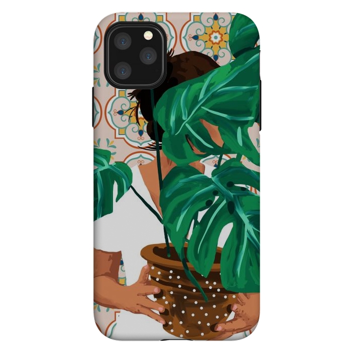 iPhone 11 Pro Max StrongFit Plant Lady & The Urban Junglow | Blush Botanical Home Décor | House Plants Bohemian Woman Bedroom by Uma Prabhakar Gokhale