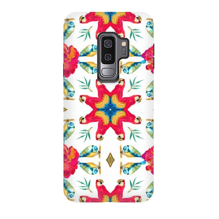 Galaxy S9 plus StrongFit Tropical Scarlet Macaw Mandala by Uma Prabhakar Gokhale