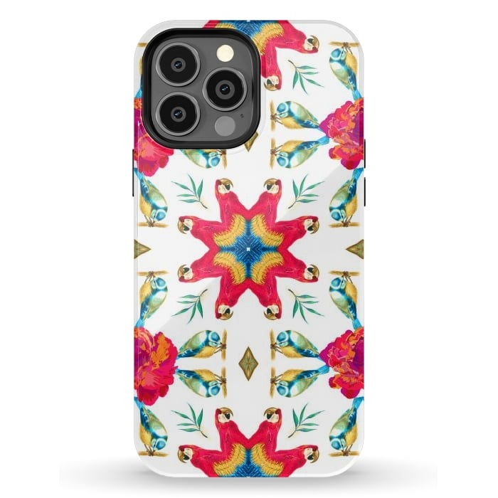iPhone 13 Pro Max StrongFit Tropical Scarlet Macaw Mandala by Uma Prabhakar Gokhale
