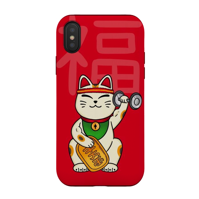 iPhone Xs / X StrongFit Cat lucky gym by Coffee Man
