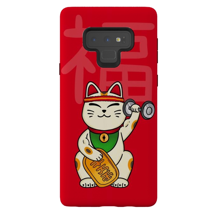 Galaxy Note 9 StrongFit Cat lucky gym by Coffee Man