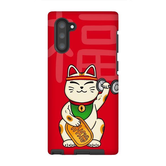 Galaxy Note 10 StrongFit Cat lucky gym by Coffee Man