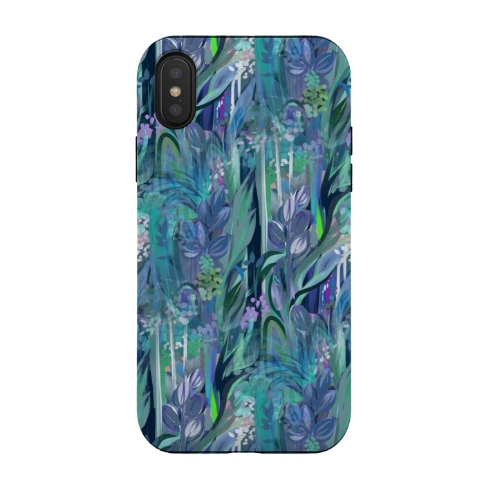 iPhone Xs / X StrongFit Blue Leaves  by Josie