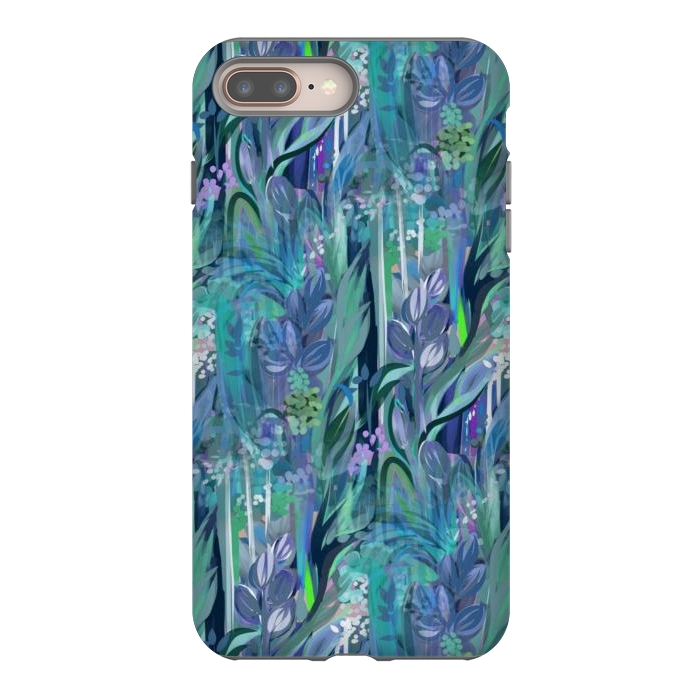 iPhone 8 plus StrongFit Blue Leaves  by Josie