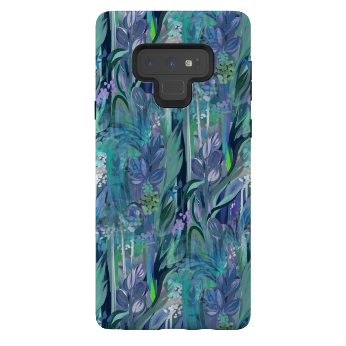 Galaxy Note 9 StrongFit Blue Leaves  by Josie