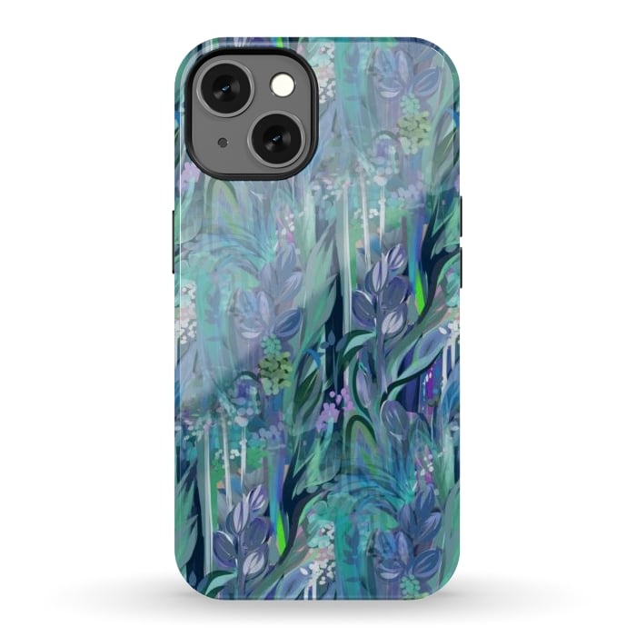 iPhone 13 StrongFit Blue Leaves  by Josie