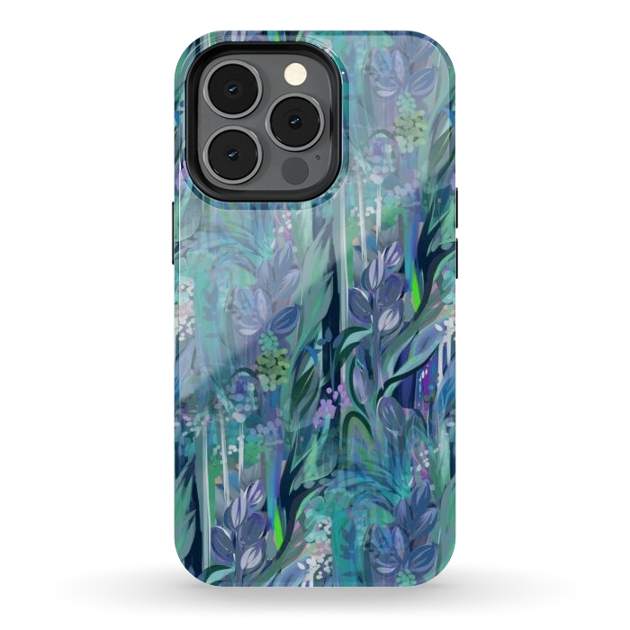 iPhone 13 pro StrongFit Blue Leaves  by Josie