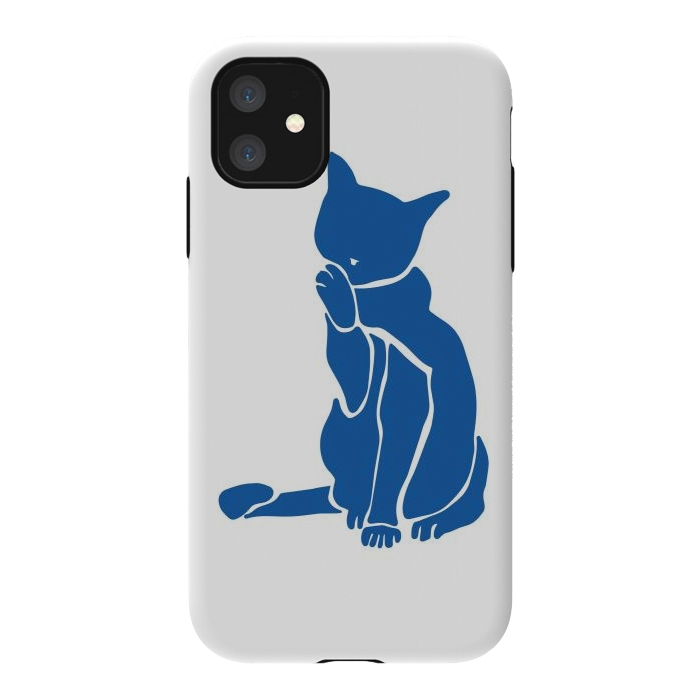 iPhone 11 StrongFit Matisse's Cat Var. 1 in Blue by ECMazur 