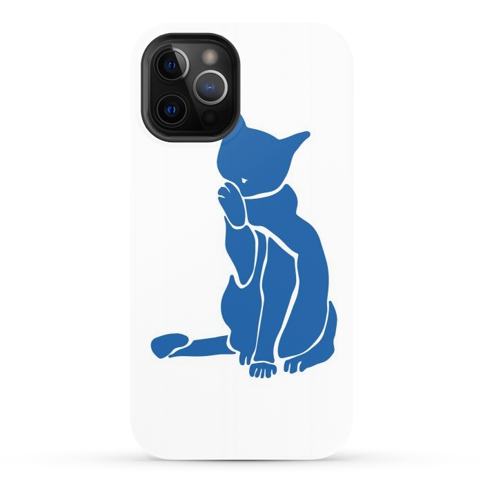 iPhone 12 Pro StrongFit Matisse's Cat Var. 1 in Blue by ECMazur 