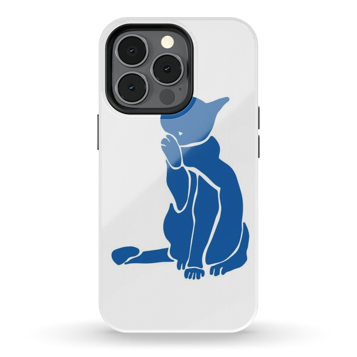 iPhone 13 pro StrongFit Matisse's Cat Var. 1 in Blue by ECMazur 