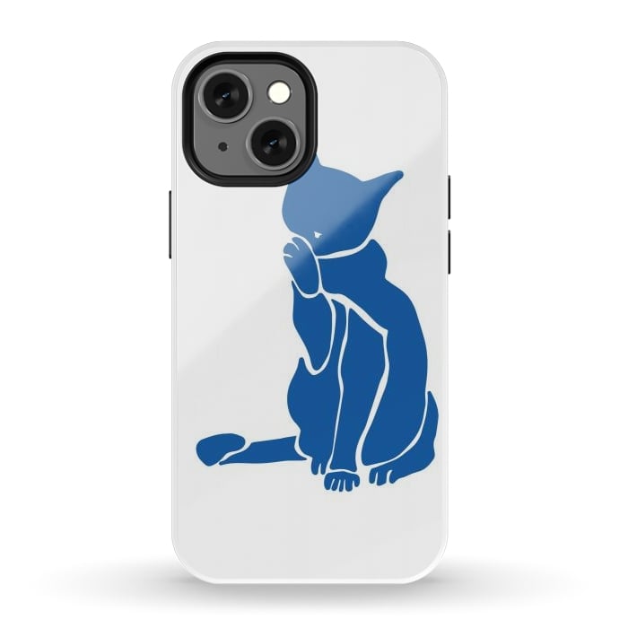 iPhone 13 mini StrongFit Matisse's Cat Var. 1 in Blue by ECMazur 