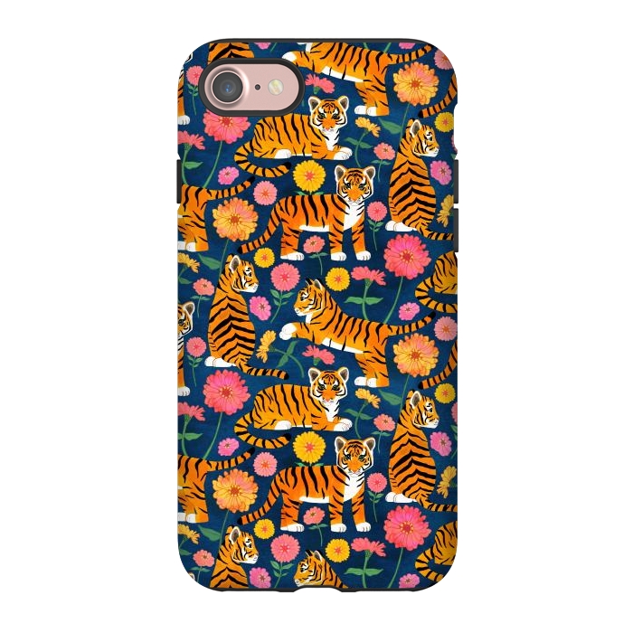 iPhone 7 StrongFit Tiger Cubs and Zinnias by Tangerine-Tane