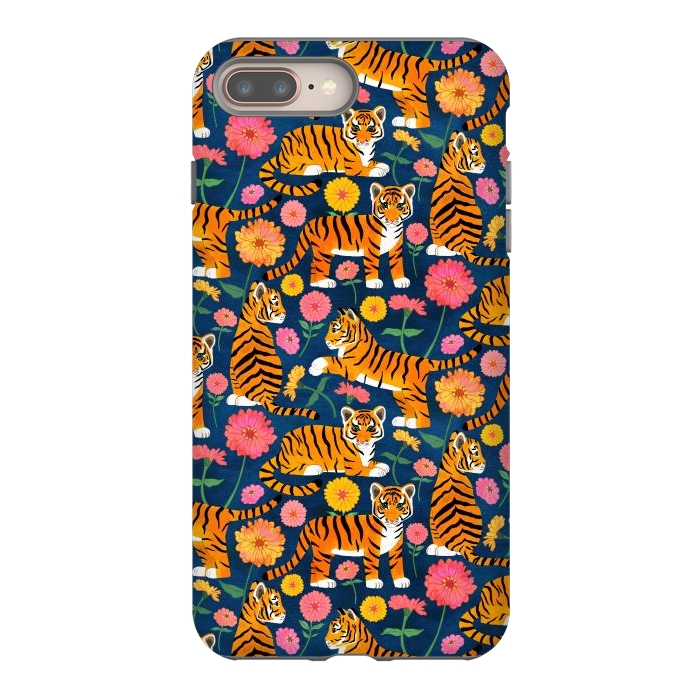 iPhone 7 plus StrongFit Tiger Cubs and Zinnias by Tangerine-Tane