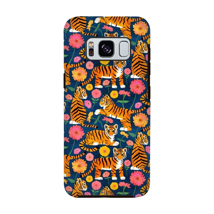 Galaxy S8 StrongFit Tiger Cubs and Zinnias by Tangerine-Tane