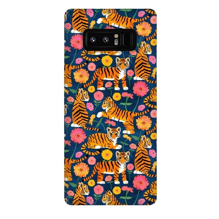 Galaxy Note 8 StrongFit Tiger Cubs and Zinnias by Tangerine-Tane