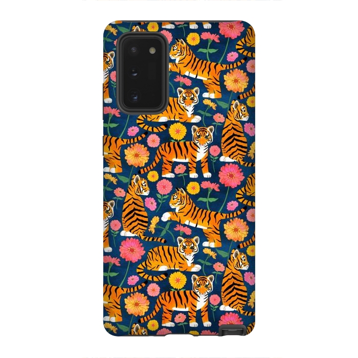 Galaxy Note 20 StrongFit Tiger Cubs and Zinnias por Tangerine-Tane