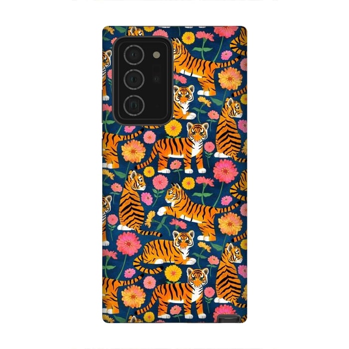 Galaxy Note 20 Ultra StrongFit Tiger Cubs and Zinnias by Tangerine-Tane