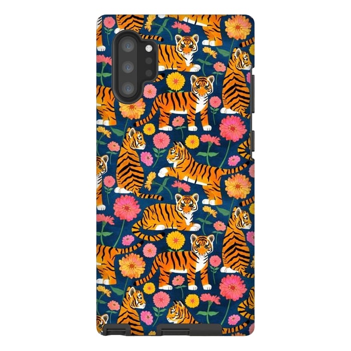 Galaxy Note 10 plus StrongFit Tiger Cubs and Zinnias by Tangerine-Tane