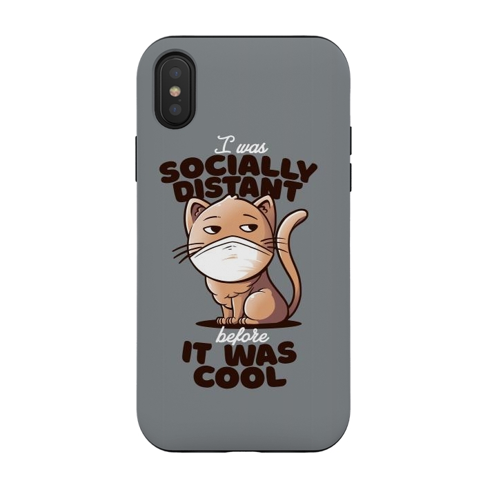 iPhone Xs / X StrongFit Socially Distant Cat by eduely