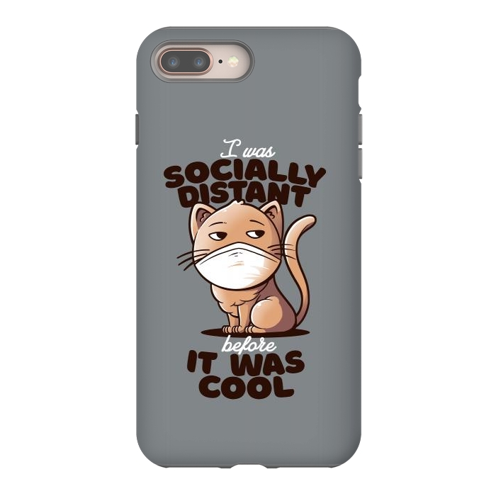 iPhone 8 plus StrongFit Socially Distant Cat by eduely