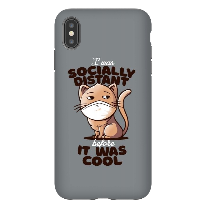 iPhone Xs Max StrongFit Socially Distant Cat by eduely