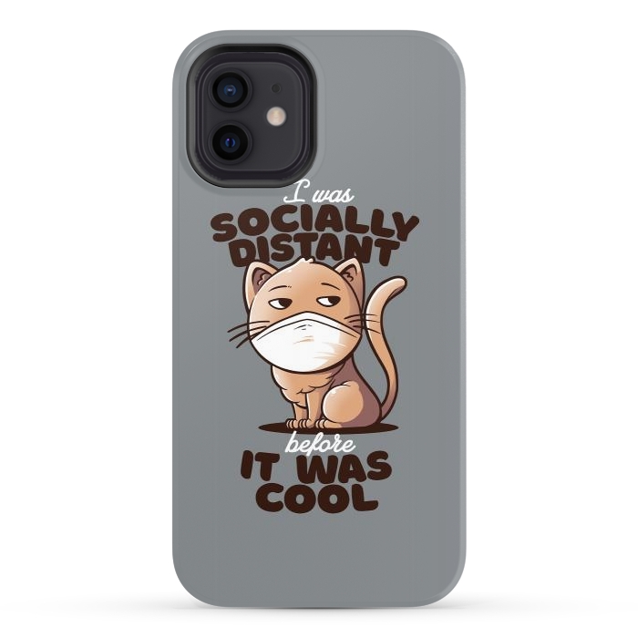 iPhone 12 StrongFit Socially Distant Cat by eduely