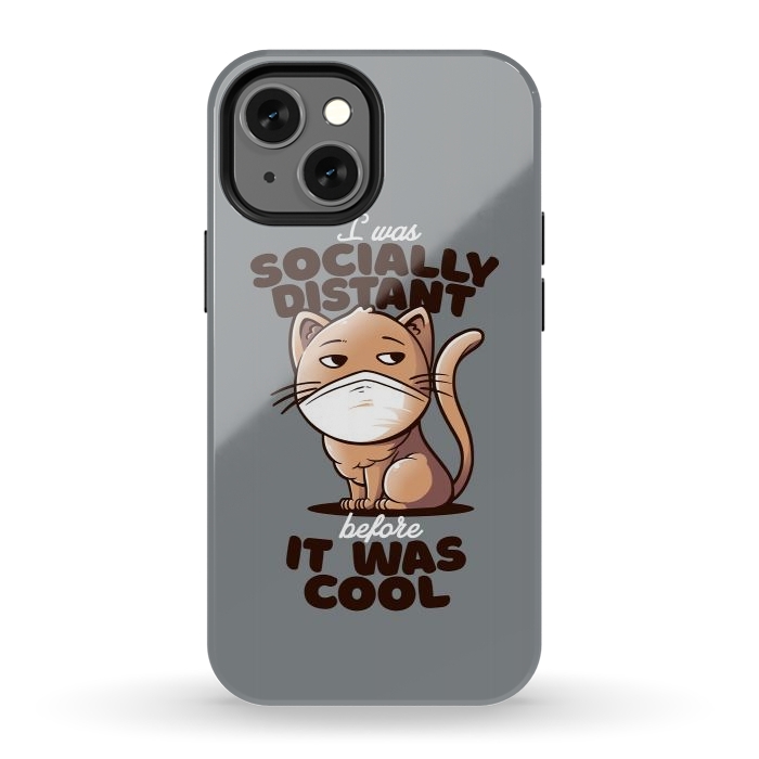 iPhone 13 mini StrongFit Socially Distant Cat by eduely