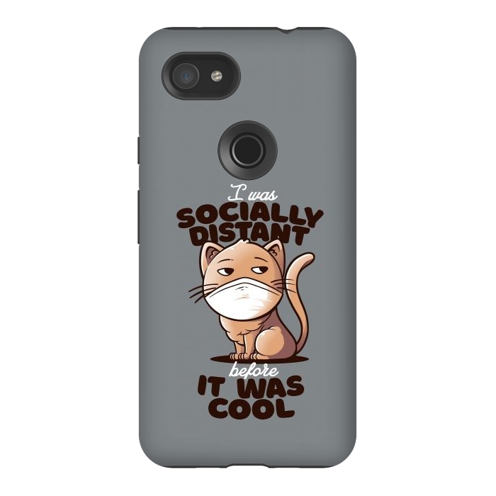 Pixel 3AXL StrongFit Socially Distant Cat by eduely