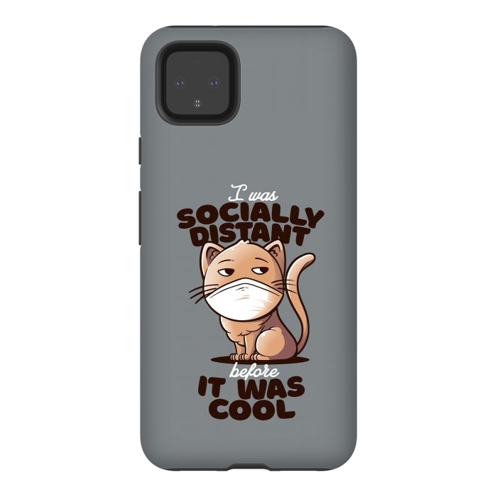 Pixel 4XL StrongFit Socially Distant Cat by eduely