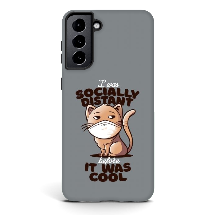 Galaxy S21 StrongFit Socially Distant Cat by eduely