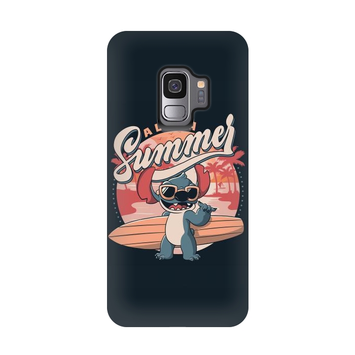 Galaxy S9 StrongFit Aloha Summer Funny Alien Beach by eduely