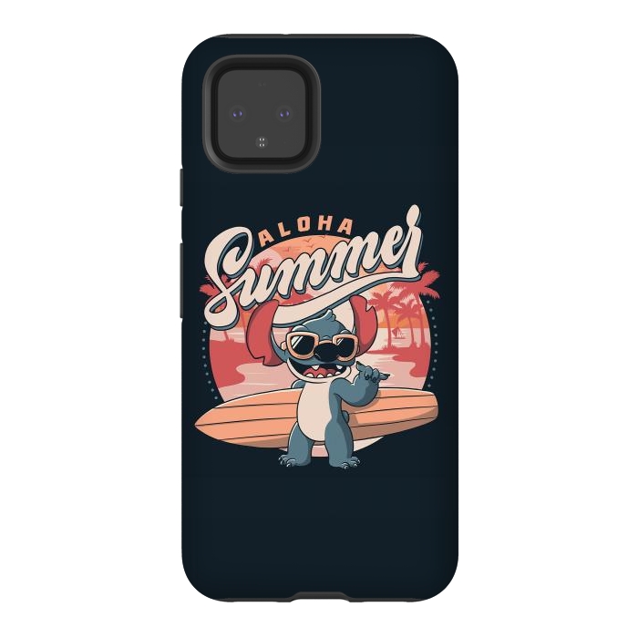 Pixel 4 StrongFit Aloha Summer Funny Alien Beach by eduely