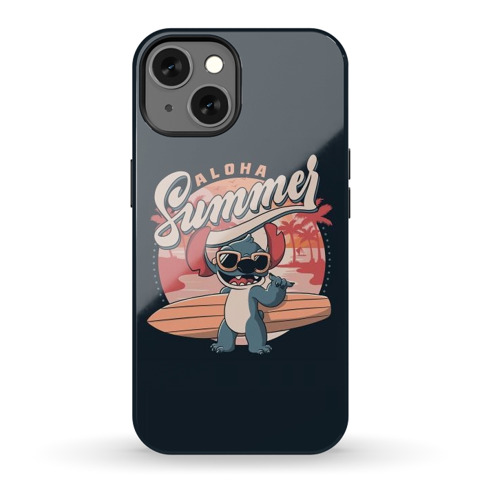 iPhone 13 StrongFit Aloha Summer Funny Alien Beach by eduely