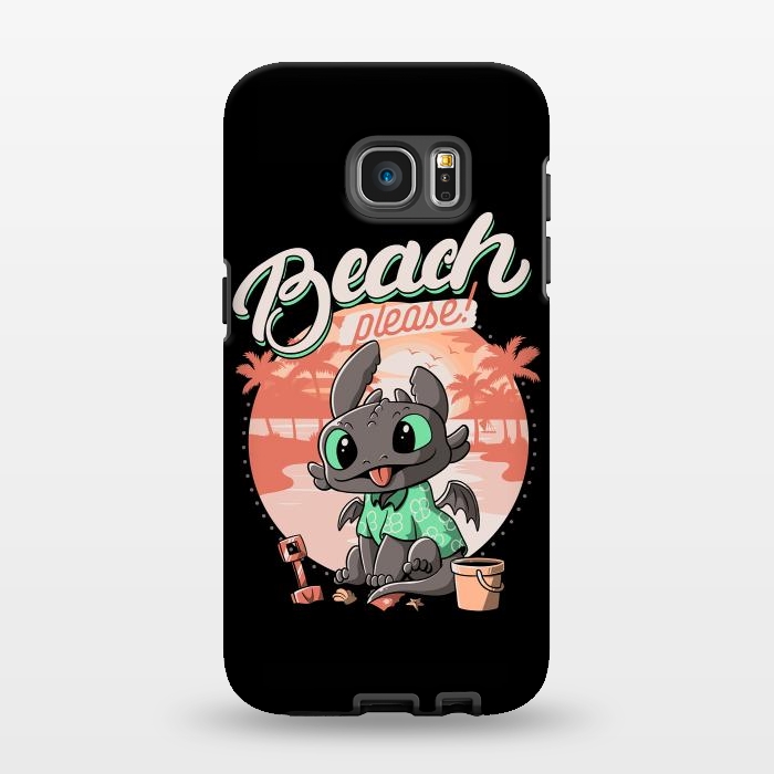 Galaxy S7 EDGE StrongFit Summer Dragon Funny Beach Please by eduely