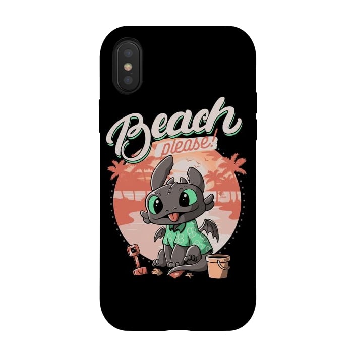 iPhone Xs / X StrongFit Summer Dragon Funny Beach Please by eduely