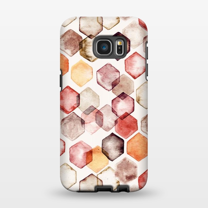 Galaxy S7 EDGE StrongFit Autumn Bokeh - Watercolour Hexagons by Tangerine-Tane