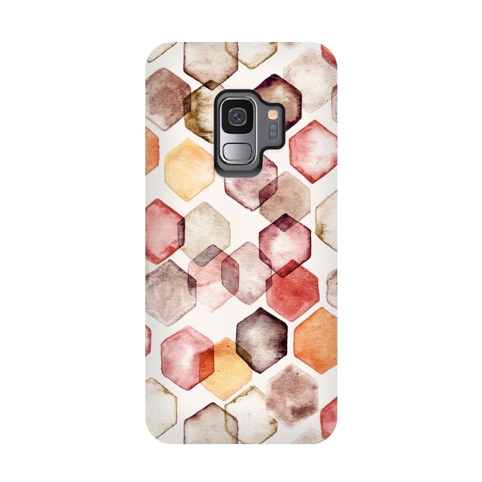 Galaxy S9 StrongFit Autumn Bokeh - Watercolour Hexagons by Tangerine-Tane