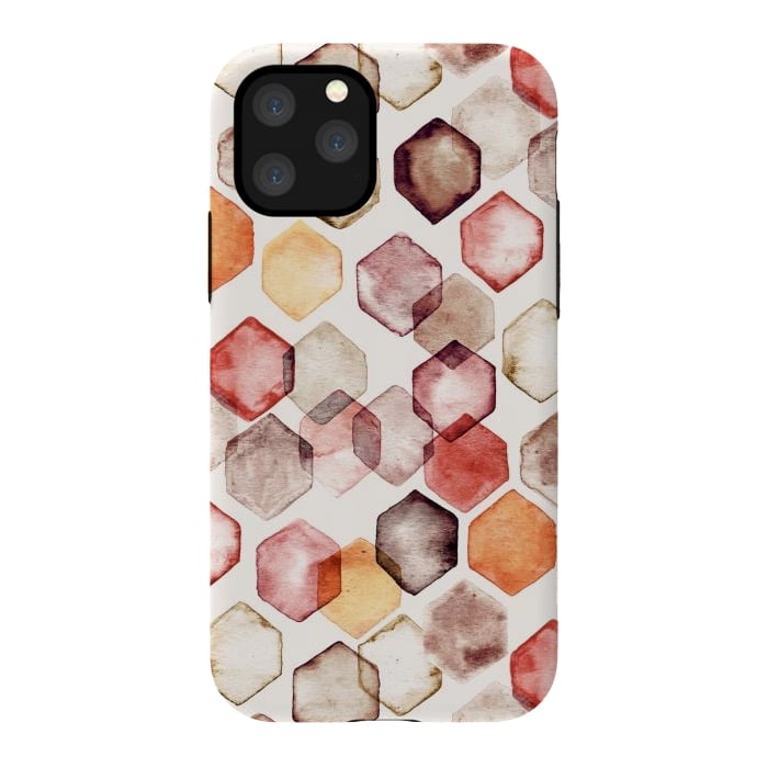 iPhone 11 Pro StrongFit Autumn Bokeh - Watercolour Hexagons by Tangerine-Tane