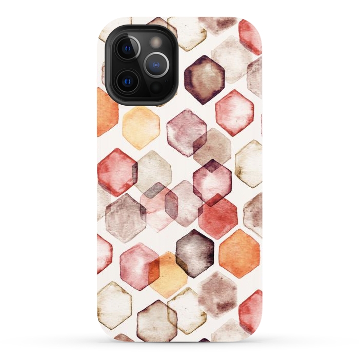 iPhone 12 Pro StrongFit Autumn Bokeh - Watercolour Hexagons by Tangerine-Tane